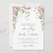 Botanical Elegant Watercolor Wildflower Wedding 招待状 (正面)