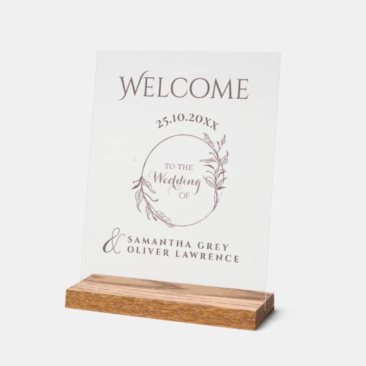 Botanical Elegant Wedding Welcome Sign アクリルサイン (傾斜)