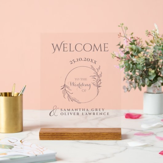 Botanical Elegant Wedding Welcome Sign アクリルサイン (ウェディング)