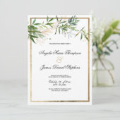 Botanical elegant white mint gold foliage wedding  招待状 (スタンド正面)