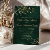 Botanical Emerald ang Gold Elegant Wedding 招待状