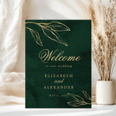 Botanical Emerald Gold Elegant Wedding Welcome ポスター
