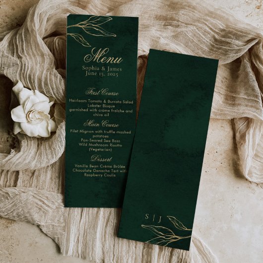 Botanical Emerald Green and Gold Elegant Wedding メニュー