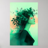 Botanical Emerald Woman Print ポスター (正面)