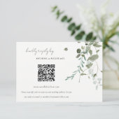 Botanical Eucalyptus結婚のQRコードRSVP エンクロージャーカード (スタンド正面)