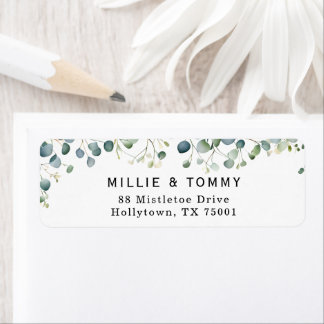Botanical Eucalyptus Branch Return Address Label | ラベル