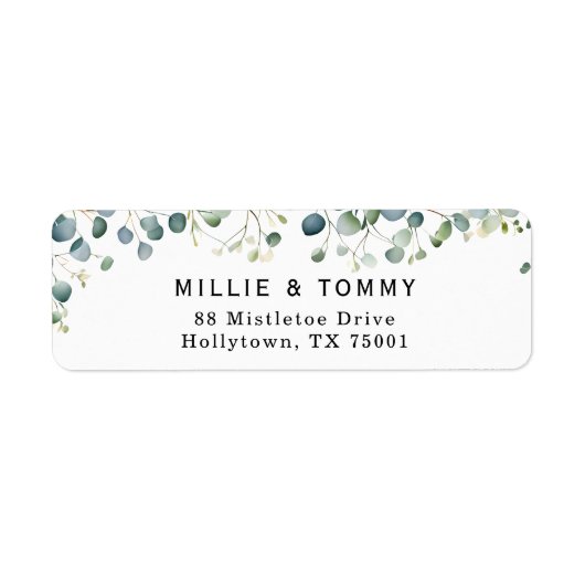 Botanical Eucalyptus Branch Return Address Label | ラベル (正面)