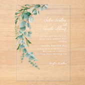 Botanical Eucalyptus Fall Leaf Wreath Wedding アクリル招待状 (正面)