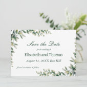 Botanical eucalyptus leaves save the date card サンキューカード (スタンド正面)