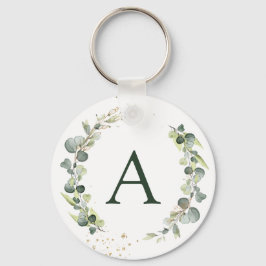 Botanical Eucalyptus Monogram Greenery Wedding キーホルダー