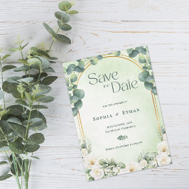 Botanical Eucalyptus Sage Green Garden Wedding セーブザデート