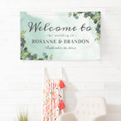 Botanical Eucalyptus Welcome Wedding 横断幕 (インサイチュ)