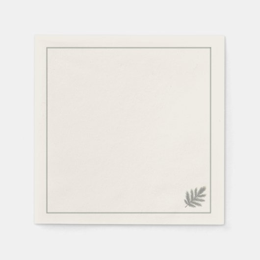 Botanical Evergreen Minimalist | Neutral Rustic  スタンダードカクテルナプキン (正面)