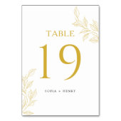 Botanical Faux Gold Modern Wedding Table Number テーブルナンバー (正面)