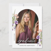 Botanical Floral Arch Photo Graduation Party 招待状 (正面)