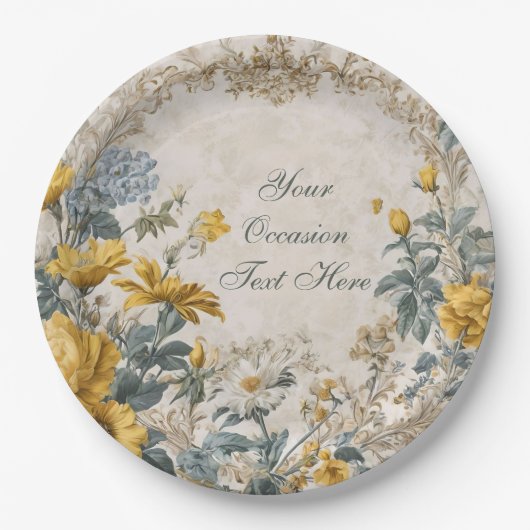 Botanical Floral Design ペーパープレート (正面)