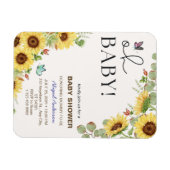 Botanical Floral Girls Baby Shower Invitations マグネット (横)