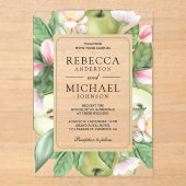 Botanical Floral Green Apple Orchard Wedding アクリル招待状 (正面)