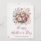 Botanical Floral Happy Mothers Day Card カード (正面)