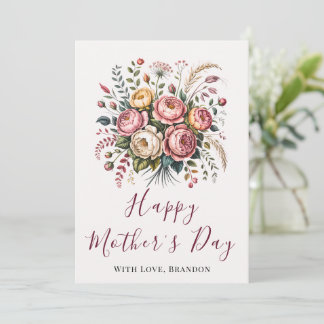 Botanical Floral Happy Mothers Day Card カード