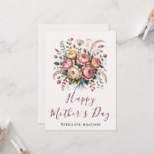 Botanical Floral Happy Mothers Day Card カード (正面/裏面インサイチュ)