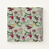 Botanical Floral Hummingbird Pattern Sage Green ノートブック (裏面)