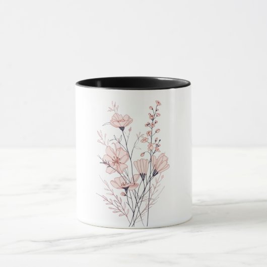 Botanical Floral Illustration | Minimal Nature Aes マグカップ (中央)