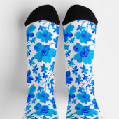 Botanical Floral in Deep Blue and White  ソックス (上部)