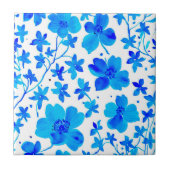 Botanical Floral in Deep Blue and White  タイル (正面)