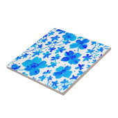 Botanical Floral in Deep Blue and White  タイル (側面)