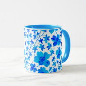 Botanical Floral in Deep Blue and White マグカップ (正面右)