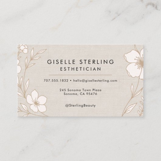 Botanical Floral Linen Esthetician Beauty  名刺 (裏面)