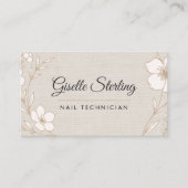 Botanical Floral Linen Nail Technician Beauty  名刺 (正面)