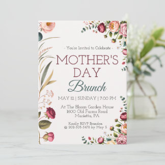 Botanical Floral Mothers Day Brunch Invitation 招待状