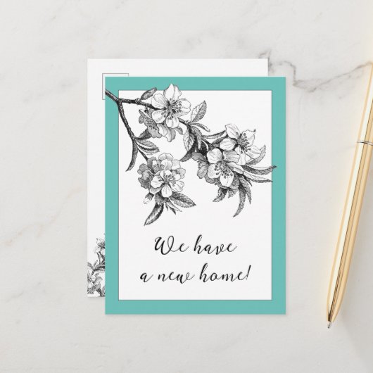 Botanical Floral Moving Announcement Postcard 案内ポストカード (正面/裏面インサイチュ)