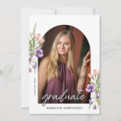 Botanical Floral Photo Graduation Arch 案内状 (正面)