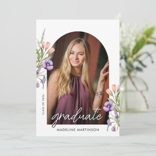 Botanical Floral Photo Graduation Arch 案内状 (スタンド正面)
