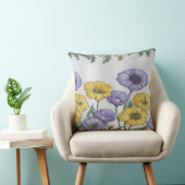 Botanical Floral Pillowcase – Purple & Yellow Hand クッション (椅子)