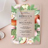 Botanical Floral Red Apple Orchard Wedding アクリル招待状