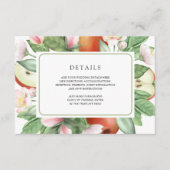 Botanical Floral Red Apple Orchard Wedding Details エンクロージャーカード (正面)