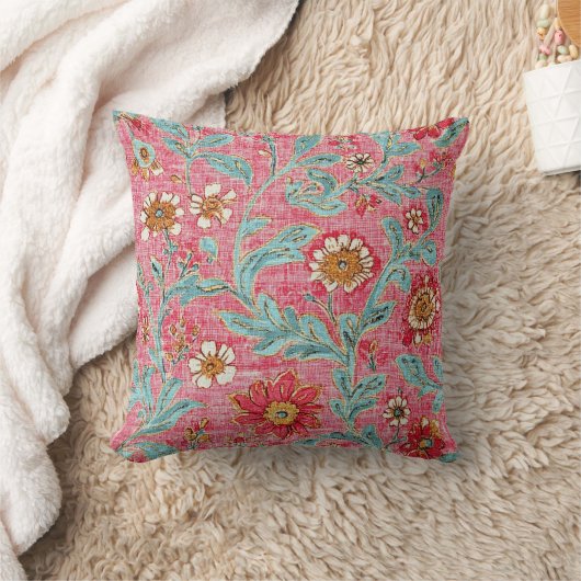 Botanical Floral Throw Pillow クッション (ブランケット)