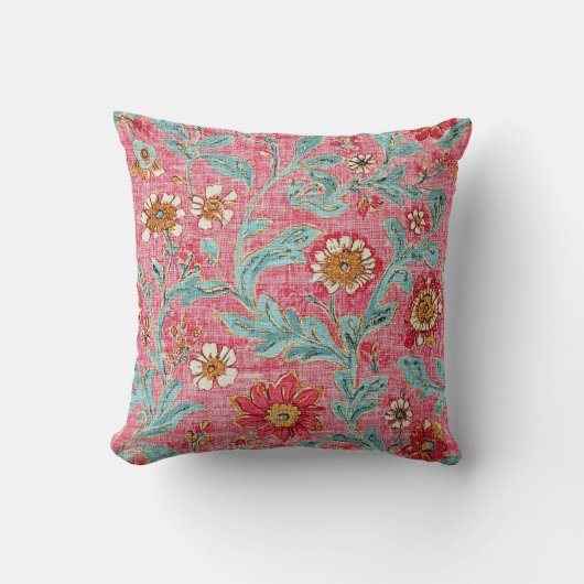 Botanical Floral Throw Pillow クッション (正面)