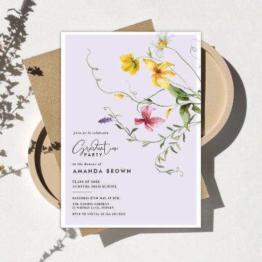 Botanical Floral Trendy Graduation Class of 2026 招待状