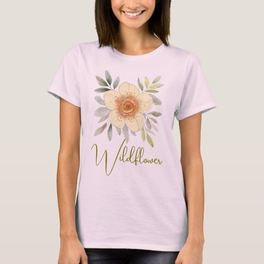 Botanical Floral Watercolor Wildflower Custom  Tシャツ (正面)