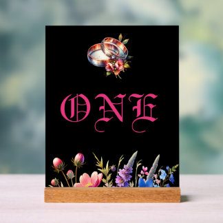 Botanical Floral Wedding bands Tabletop NumberSign アクリルサイン