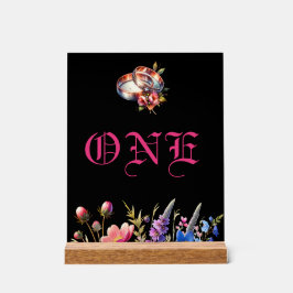 Botanical Floral Wedding bands Tabletop NumberSign アクリルサイン