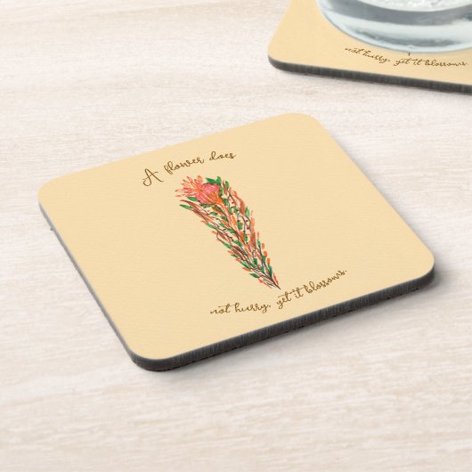 Botanical Flower Art – Customizable Quote コースター (左側)