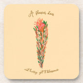 Botanical Flower Art – Customizable Quote コースター (正面)