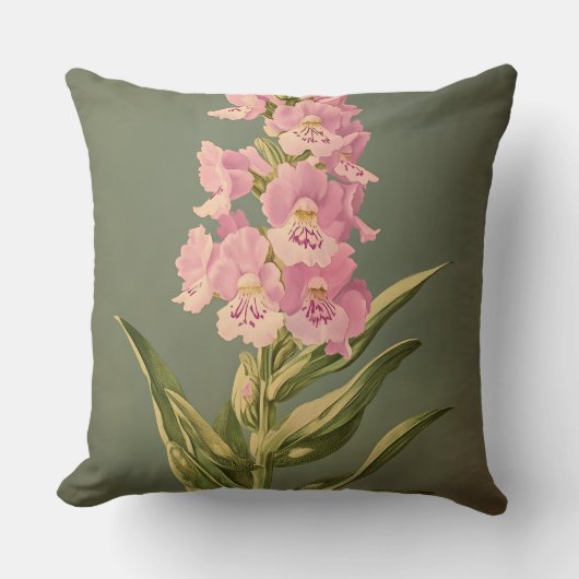 Botanical Flower Illustration Elegant Floral Desig クッション (正面)