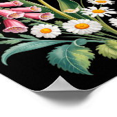 Botanical Flowers Daisies Tulip Foxglove Butterfly ポスター (角)